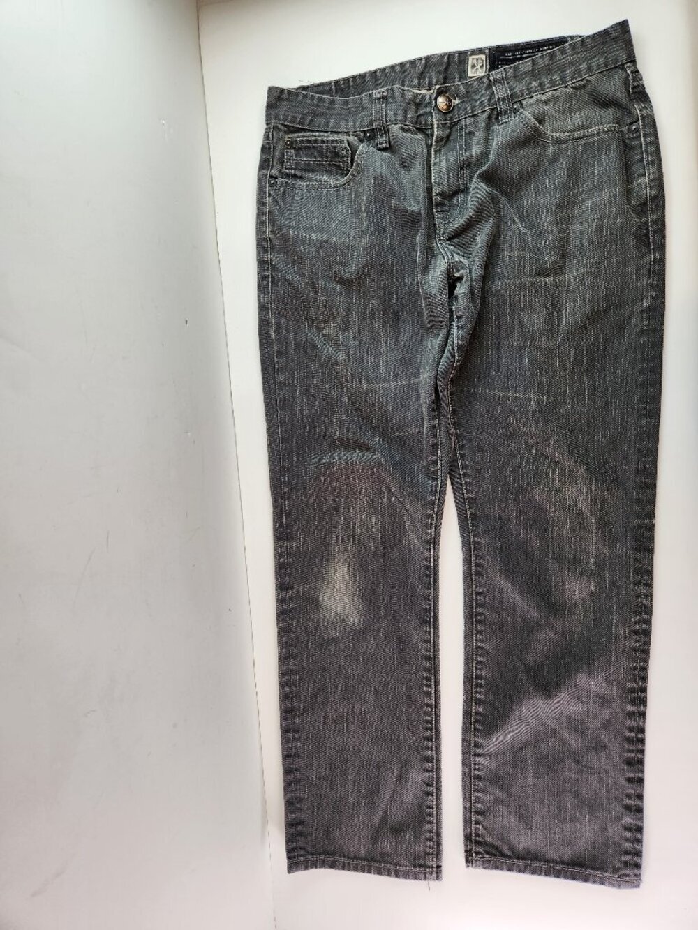 Marc Ecko Cut & Sew Slim Leg Denim Gray/Black Jeans Mens Size 34x32